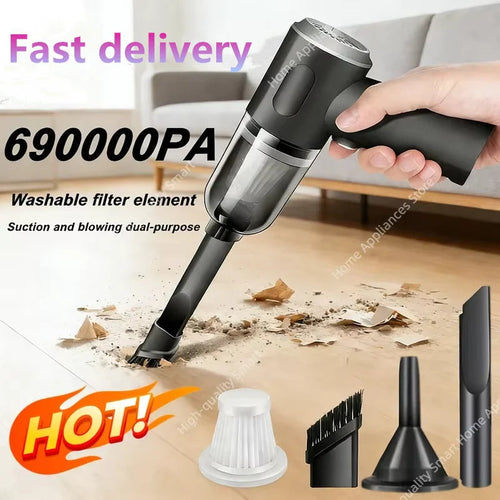690000Pa Wireless Car Vacuum 2 Hours Quick Charge Wet Dry Dual-use Cleaner
