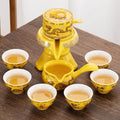 8 piece kung fu tea set Chinese tea set high-end automatic bone china teapot and tea cup set travel  for 6 people