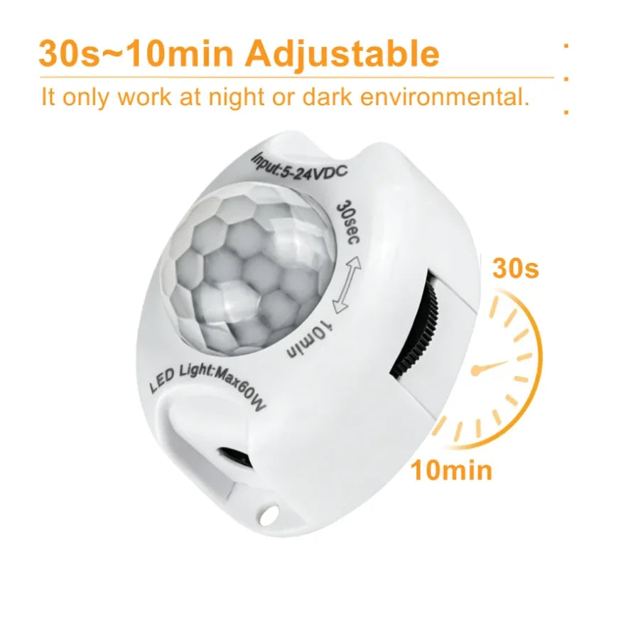 30s~10min Adjustable DC5~24V 3A Highly Sensitive PIR Motion Sensor Switch Infrared IR Sensor