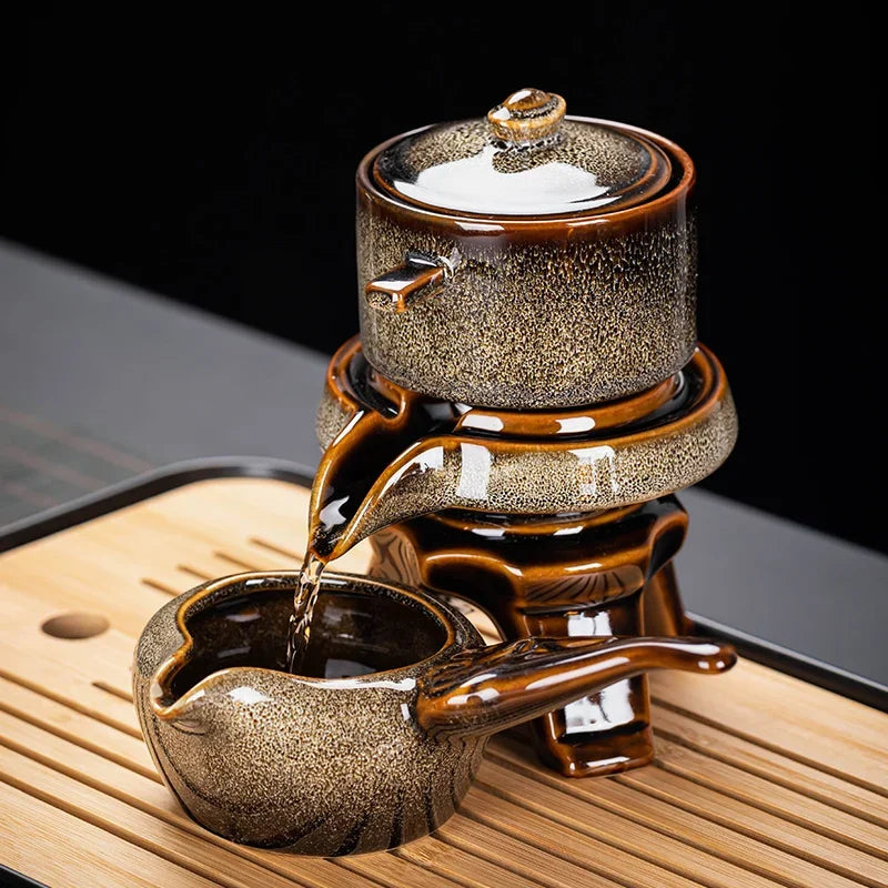 8 piece kung fu tea set Chinese tea set high-end automatic bone china teapot and tea cup set travel  for 6 people