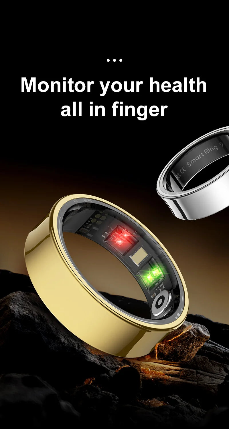 R09 Smart Ring Men Women with Charging Case Heart Rate Blood Oxygen 5ATM