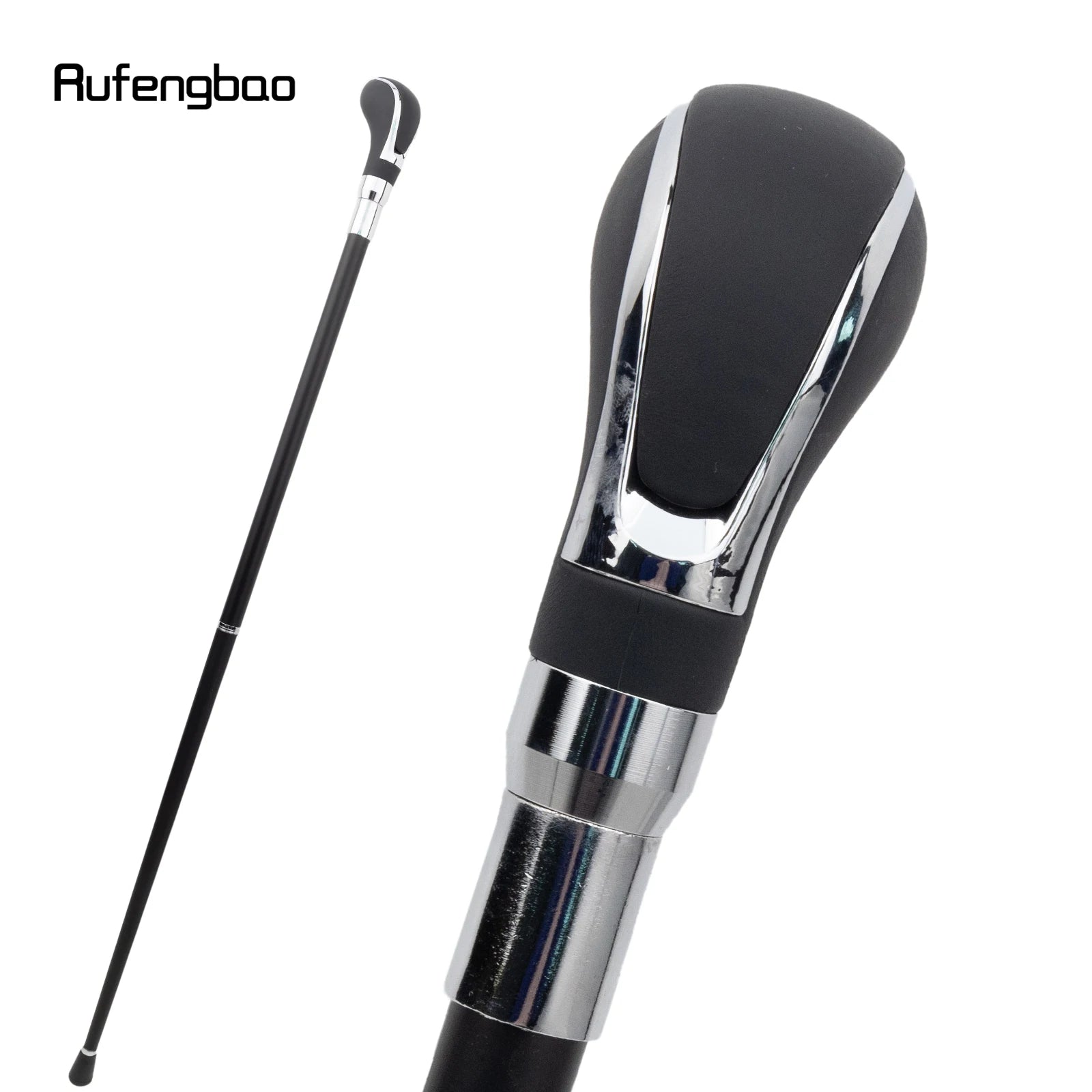 Black Leather Silver Decorative Stick - 36" Vintage-Inspired Cane for Cosplay, Steampunk, and Costume Parties