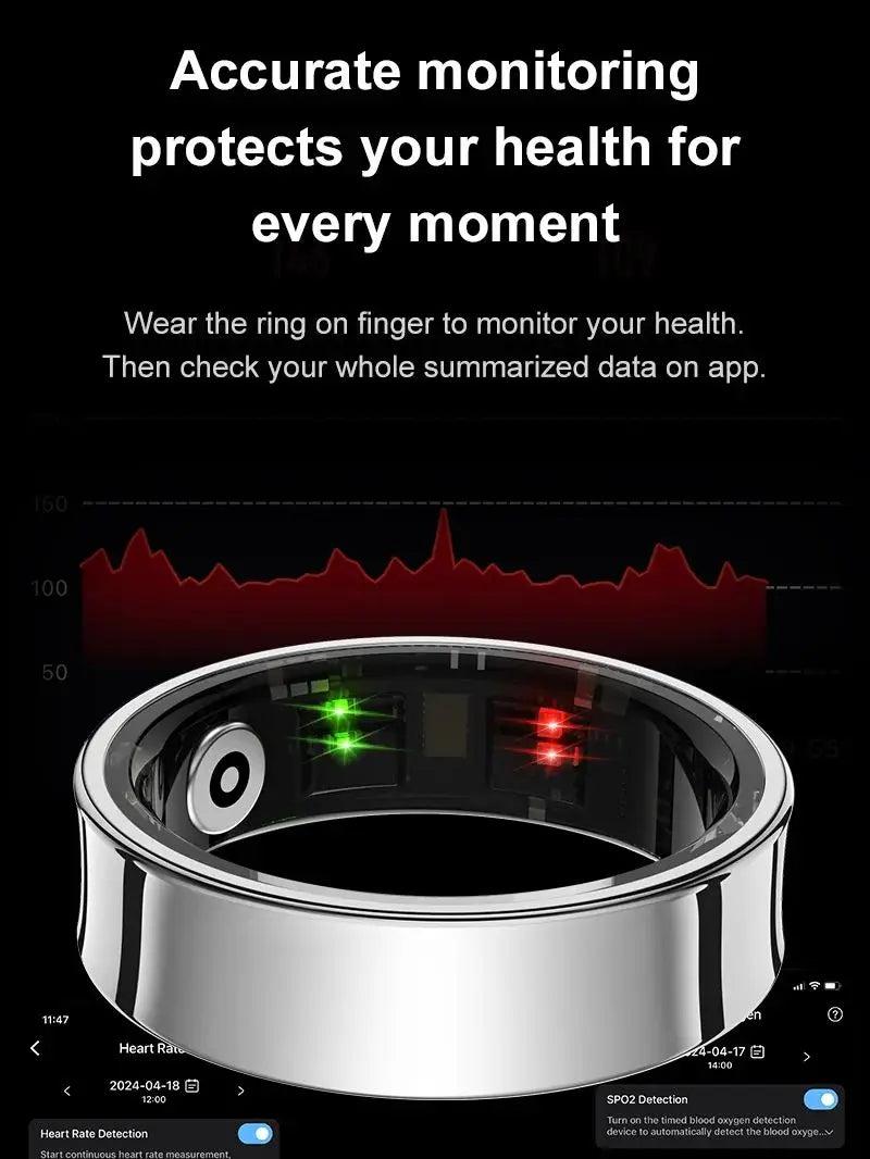 R09 Smart Ring Men Women with Charging Case Heart Rate Blood Oxygen 5ATM