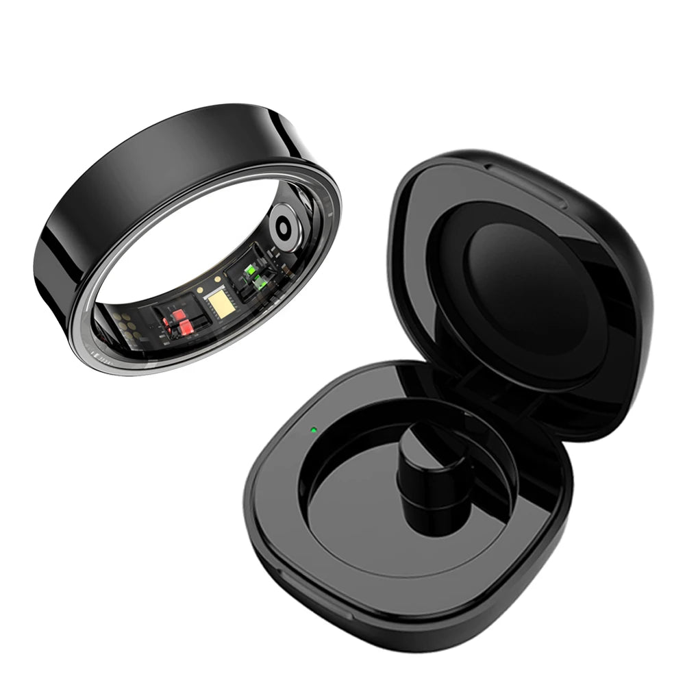 R09 Smart Ring Men Women with Charging Case Heart Rate Blood Oxygen 5ATM