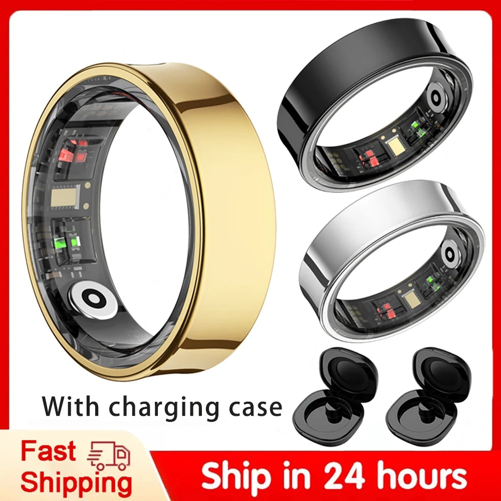 R09 Smart Ring Men Women with Charging Case Heart Rate Blood Oxygen 5ATM