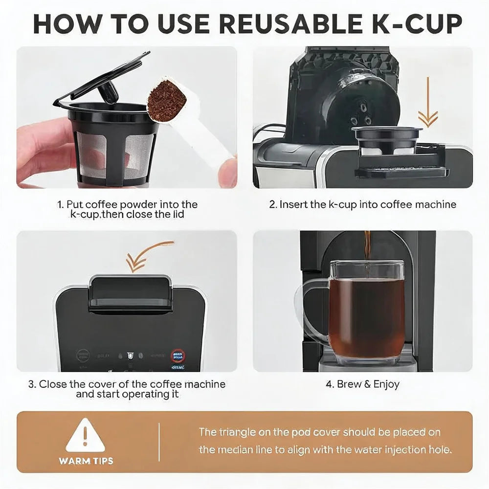 1/4Pack Reusable Coffee Pods Capsules Adapter Stainless Steel Mesh K Cups Espresso