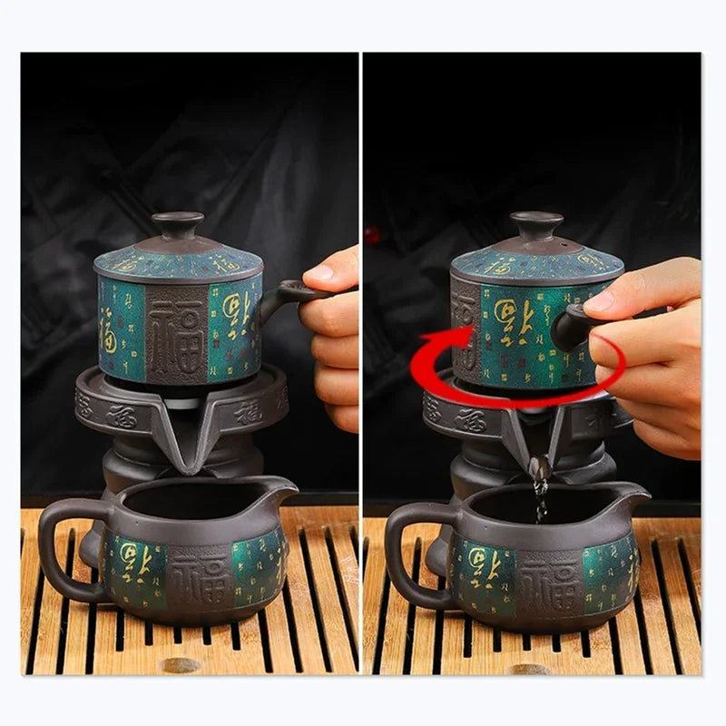 8 piece kung fu tea set Chinese tea set high-end automatic bone china teapot and tea cup set travel  for 6 people